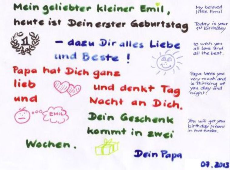 Emils erster Geburtstag - mit Papas Grüßen aus der Ferne